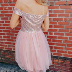 D & J Industries Bridal Friday Night Lights Dress Short - Gold/Peach