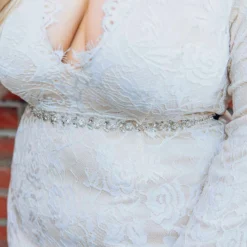 Luxe Apparel Glistening Rhinestone Flower Belt With Black Sash - Silver Sale!