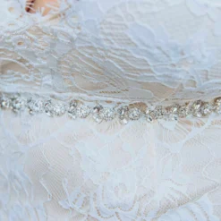 Luxe Apparel Glistening Rhinestone Flower Belt With Black Sash - Silver Sale!