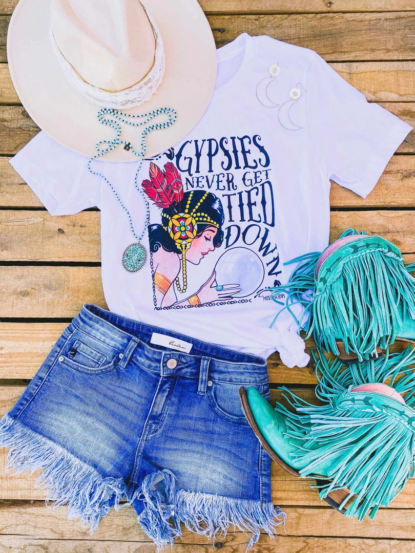 Miss Mud Pie Gypsies Never Get Tied Down Tee - White 2 Miss Mud Pie Gypsies Never Get Tied Down Tee - White