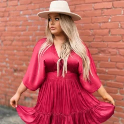 Dongguan Haohoo Clothing CO., Ltd Hard To Forget Dress - Burgundy Sale!