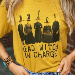 Miss Mud Pie Head Witch In Charge Tee - Mustard 5 Miss Mud Pie Head Witch In Charge Tee - Mustard