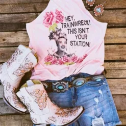 Bling-A-Gogo Hey Trainwreck Tank By Bling-a-Go-Go