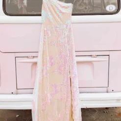 D & J Industries Hollywood Nights Sequin Dress - Pink Iridescent