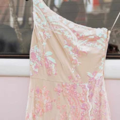 D & J Industries Hollywood Nights Sequin Dress - Pink Iridescent