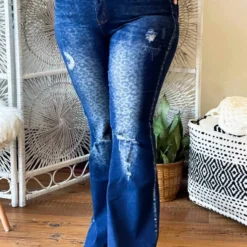 Dongguan Haohoo Clothing CO., Ltd Hot Girl Jean - Leopard Dark Wash