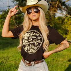 Country Deep Hotter Than A 2 Dollar Pistol Distressed Tee New Arrivals