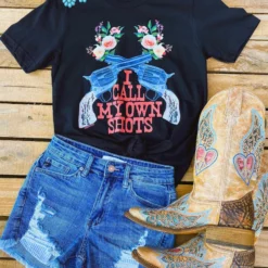 Miss Mud Pie Tees I Call My Own Shots Tee - Black