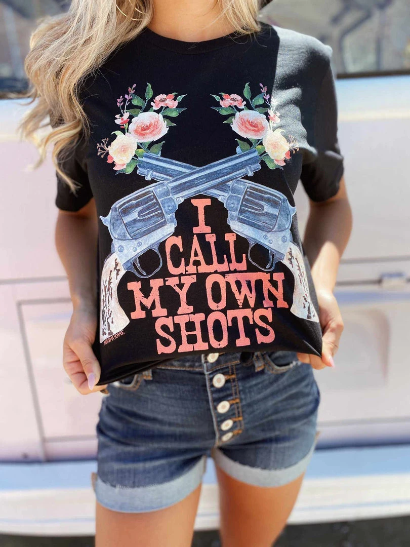 Miss Mud Pie Tees I Call My Own Shots Tee - Black 1 Miss Mud Pie Tees I Call My Own Shots Tee - Black