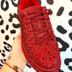 Azalea Wang Glittery Red Chic Sneakers