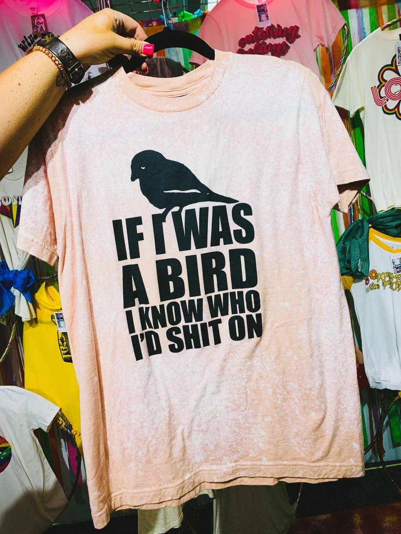 Bling-A-Gogo Tees If I Was A Bird Bleached Tee - Peach 2 Bling-A-Gogo Tees If I Was A Bird Bleached Tee - Peach