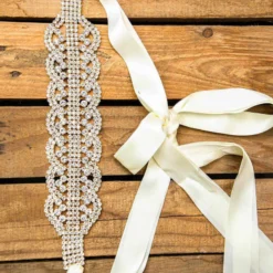 Luxe Apparel Bridal Infinite Belt - Pure Ribbon And Gold X3