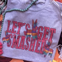 Miss Mud Pie Clothing Lets Get Smashed T-shirt - Gray