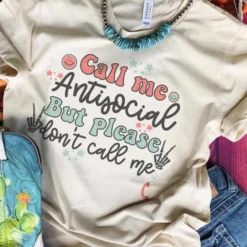 Miss Mud Pie Call Me Antisocial T-shirt - Cream