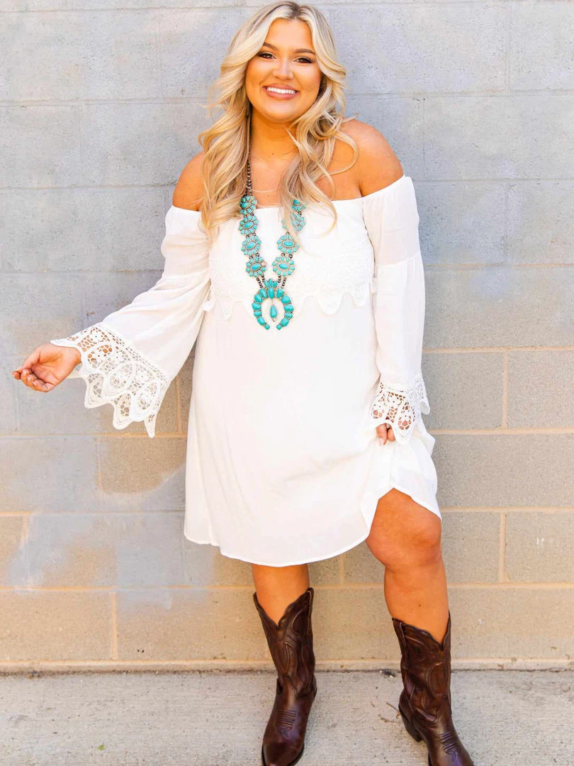 D & J Industries Lace Talk About It Tunic Dress - White 3 D & J Industries Lace Talk About It Tunic Dress - White