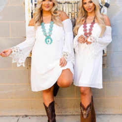 D & J Industries Lace Talk About It Tunic Dress - White