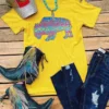 Miss Mud Pie Tees Leopard Buffalo Tee - Mustard