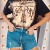 Bling-A-Gogo Leopard Thunderbird Bleached Tee Tees
