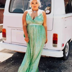 D & J Industries Sale! Livin' The Dream Dress - Mint Sequin