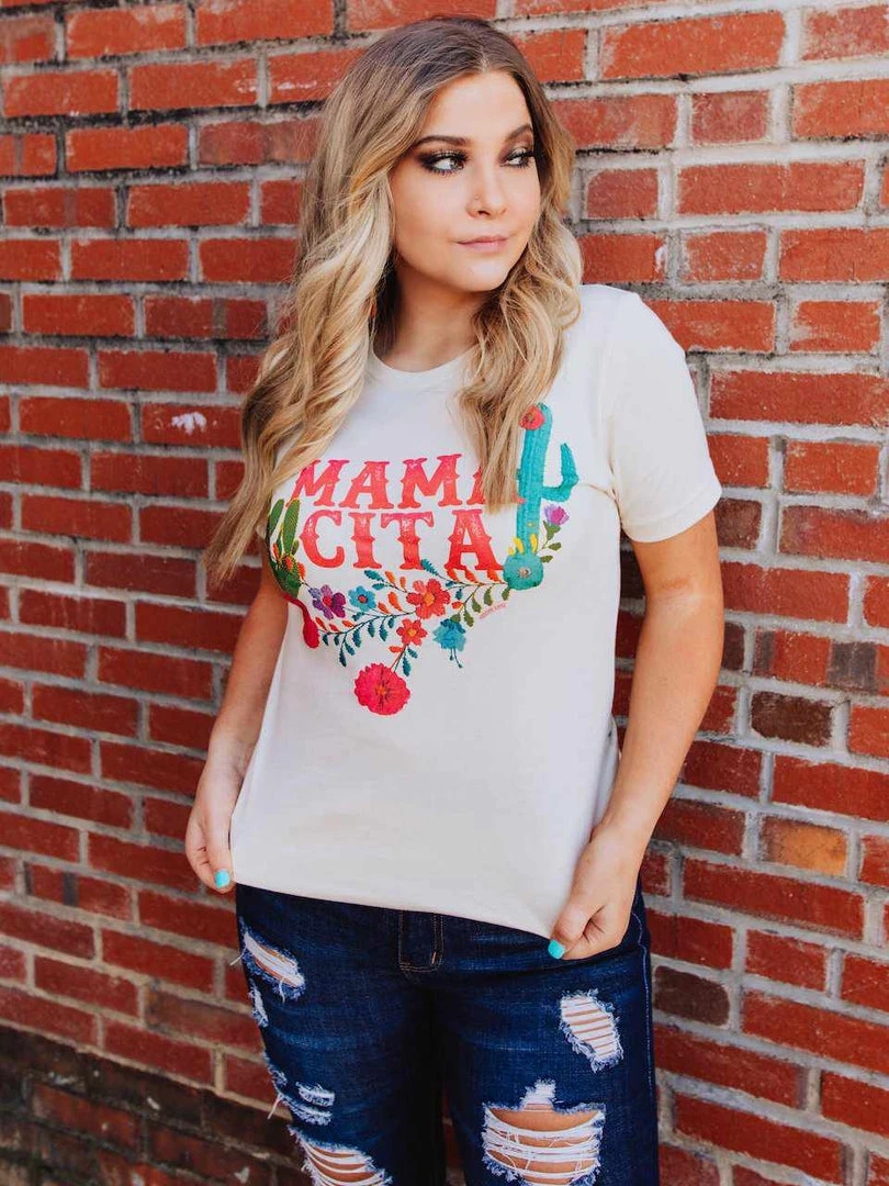 Miss Mud Pie Tees Mamacita With Cactus Tee - Cream 2 Miss Mud Pie Tees Mamacita With Cactus Tee - Cream