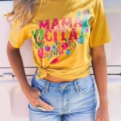 Miss Mud Pie Mamacita With Cactus Tee - Mustard