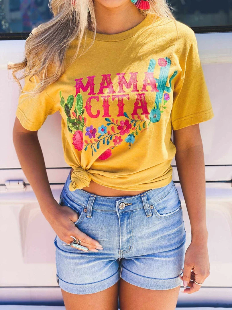 Miss Mud Pie Mamacita With Cactus Tee - Mustard 1 Miss Mud Pie Mamacita With Cactus Tee - Mustard