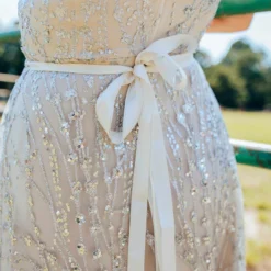 D & J Industries Maxi Champagne Sequin Dress