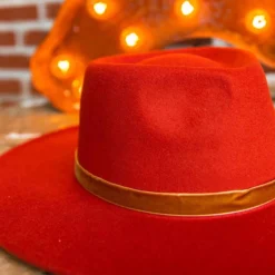 Luxe Apparel Summer Fever Collection Nashville Wide Brim Hat - Rust