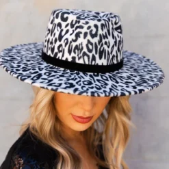 Luxe Apparel Nashville Wide Brim Hat - Snow Leopard