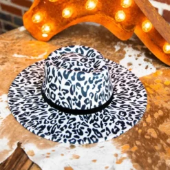 Luxe Apparel Nashville Wide Brim Hat - Snow Leopard
