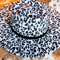 Luxe Apparel Nashville Wide Brim Hat - Snow Leopard