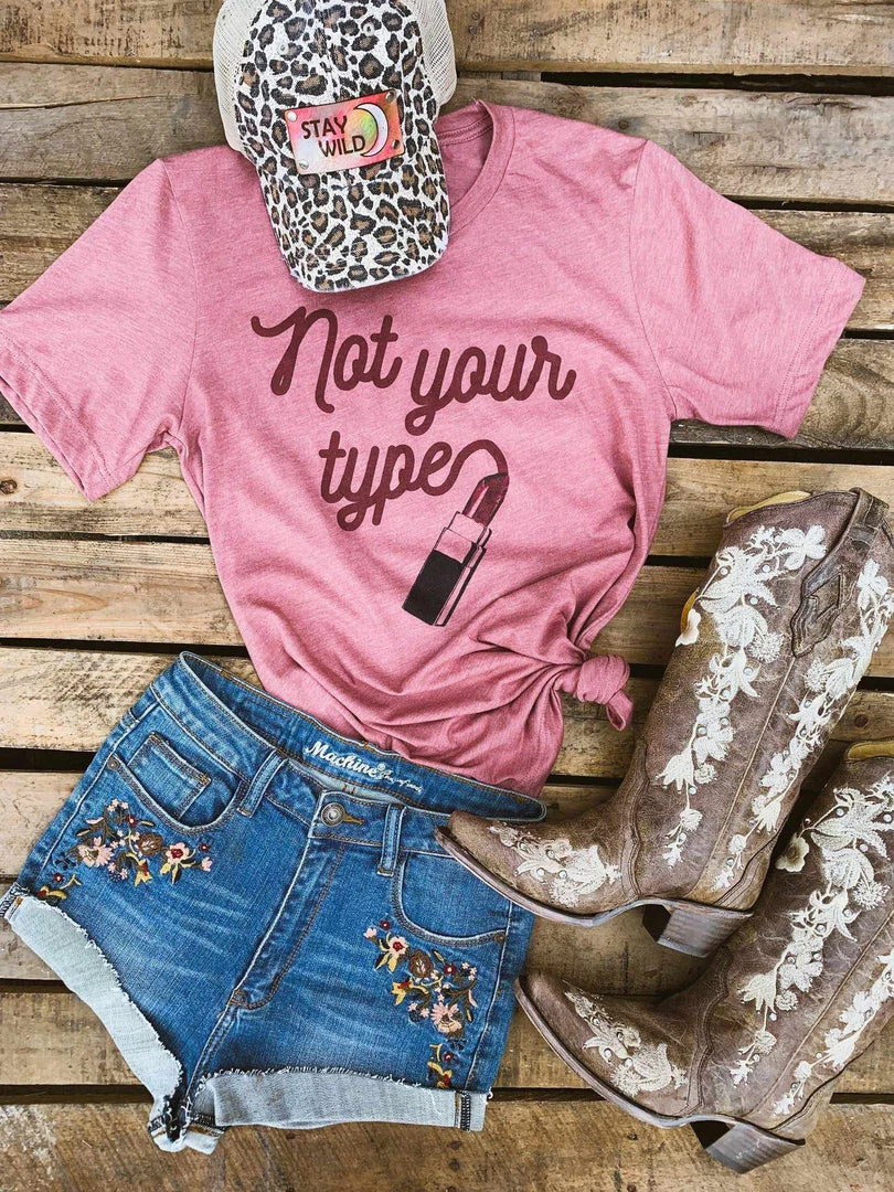 Bling-A-Gogo Not Your Type Tee - Mauve Tees 1 Bling-A-Gogo Not Your Type Tee - Mauve Tees