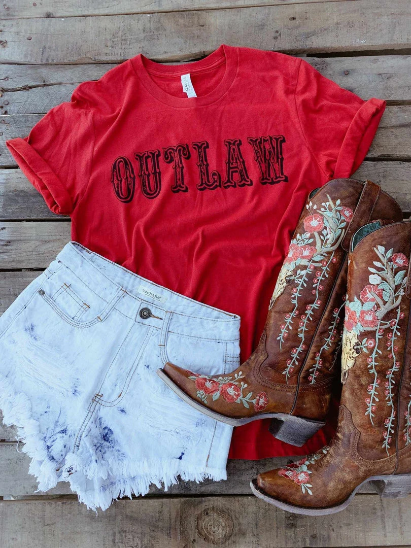 Bling-A-Gogo Outlaw Tee - RED Tees 1 Bling-A-Gogo Outlaw Tee - RED Tees
