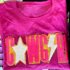 Bling-A-Gogo New Arrivals Pink Cowgirl Patch T-shirt - Pink