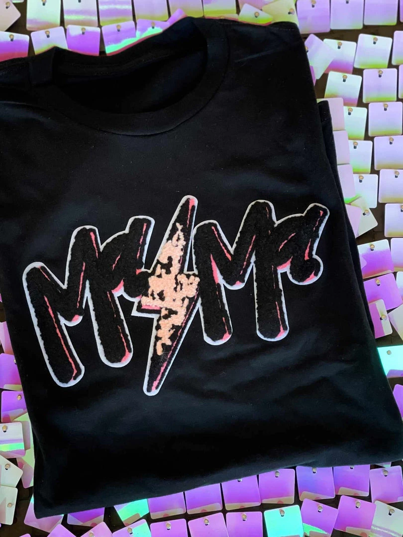 Bling-A-Gogo Mama Lightning Patch T-shirt - Black New Arrivals 1 Bling-A-Gogo Mama Lightning Patch T-shirt - Black New Arrivals