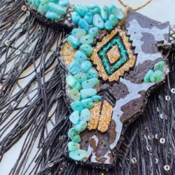 Southern Custom Designs Accessories Teal Beaded Steer Freshie