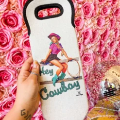 4B Custom Designs LLC New Arrivals Hey Cowboy Wine Bottle Koozie