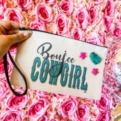 4B Custom Designs LLC Boujee Cowgirl With Stone Makeup Bag
