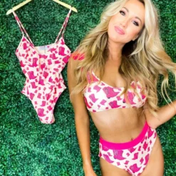 Sylon Fashion Co, Ltd Bikini Bottom High Waisted Hot Pink Cowgirl Boots