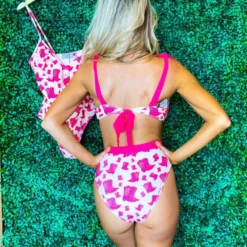 Sylon Fashion Co, Ltd Bikini Bottom High Waisted Hot Pink Cowgirl Boots