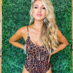 Sylon Fashion Co, Ltd New Arrivals One Piece Leopard Fringe Swimsuit