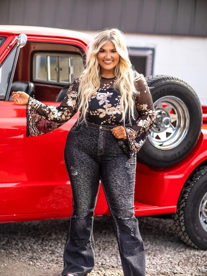 D & J Industries Co., LTD. Keep On Rollin Sequin Bodysuit - Black And Rose Gold Clothing 3 D & J Industries Co., LTD. Keep On Rollin Sequin Bodysuit - Black And Rose Gold Clothing