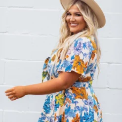 D & J Industries Co., LTD. Tropical Escape Romper - Blue Floral New Arrivals