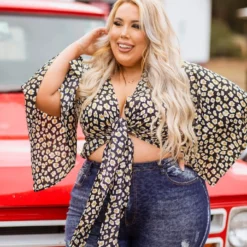 D & J Industies Co., LTD. Clothing Bring The Sass Crop Top - Black Leopard