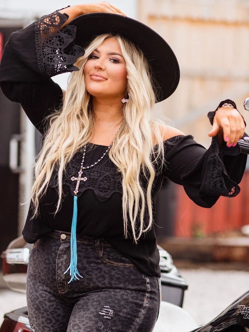 D & J Industries Lace Talk About It Top - Black 1 D & J Industries Lace Talk About It Top - Black