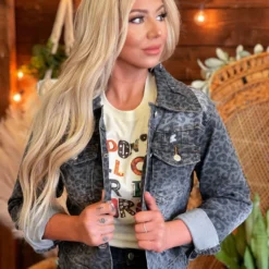 Dongguan Haohoo Clothing CO., Ltd The Jean Jacket - Leopard Vintage Black