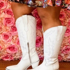 Prachi Leather PREORDER Loretta Boot - White - Wide Calf