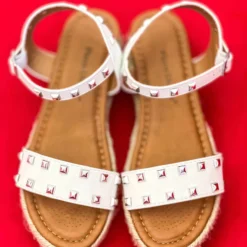 Olem Shoe Corporation New Arrivals Stoned In White Platform Sandals