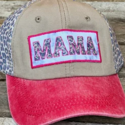 Southern Grace New Arrivals Leopard Mama Tie-Dye & Pink Patch Red Hat