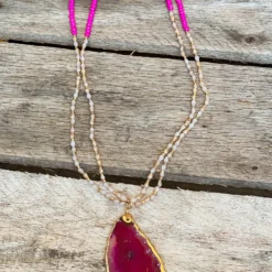 Southern Grace Color Crush Natural Stone Pendant Beaded Necklace New Arrivals
